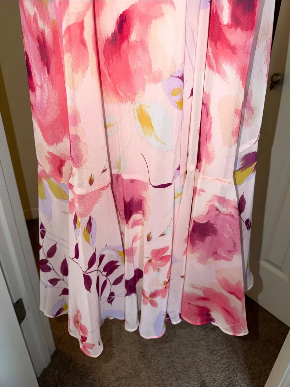 Taylor Pink Floral Wrap Maxi Dress with Flutter Sleeves